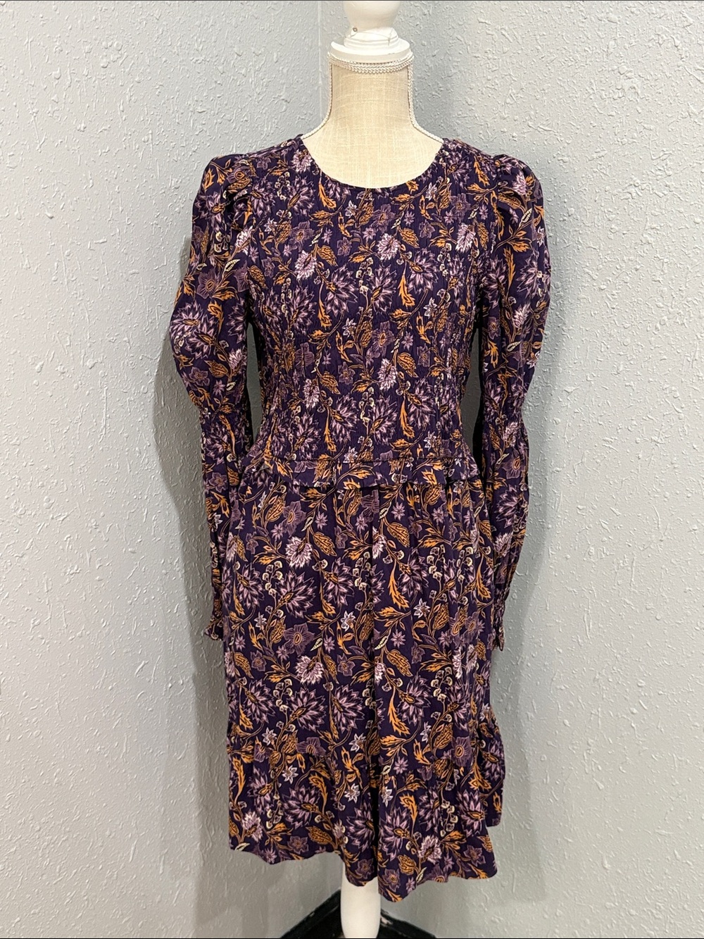 NWT Universal Thread Smocked Long-Sleeve Floral Prairie Dress Size Medium